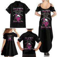 I'm A B Don't Try Me Rose Skull Family Matching Summer Maxi Dress and Hawaiian Shirt - Wonder Print Shop