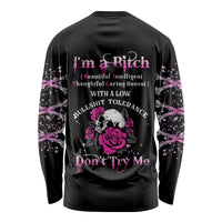 I'm A B Don't Try Me Rose Skull Long Sleeve Shirt - Wonder Print Shop