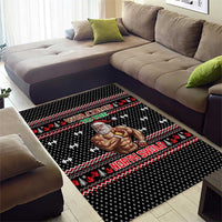 Bodybuilder Santa Christmas Area Rug with Welcome to the North Swole Quote and Dumbbell - Wonder Print Shop