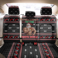 Bodybuilder Santa Christmas Back Car Seat Cover with Welcome to the North Swole Quote and Dumbbell - Wonder Print Shop
