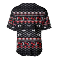 Bodybuilder Santa Christmas Baseball Jersey with Welcome to the North Swole Quote and Dumbbell - Wonder Print Shop