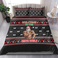 Bodybuilder Santa Christmas Bedding Set with Welcome to the North Swole Quote and Dumbbell - Wonder Print Shop