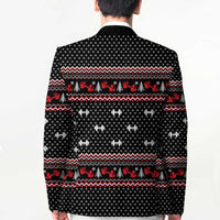 Bodybuilder Santa Christmas Blazer with Welcome to the North Swole Quote and Dumbbell - Wonder Print Shop