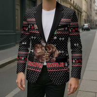 Bodybuilder Santa Christmas Blazer with Welcome to the North Swole Quote and Dumbbell - Wonder Print Shop