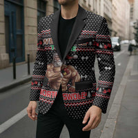 Bodybuilder Santa Christmas Blazer with Welcome to the North Swole Quote and Dumbbell - Wonder Print Shop