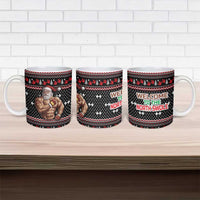 Bodybuilder Santa Christmas Ceramic Mug with Welcome to the North Swole Quote and Dumbbell - Wonder Print Shop