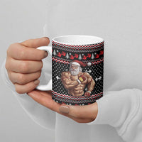 Bodybuilder Santa Christmas Ceramic Mug with Welcome to the North Swole Quote and Dumbbell - Wonder Print Shop