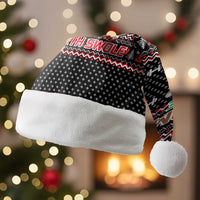 Bodybuilder Santa Christmas Santa Hat with Welcome to the North Swole Quote and Dumbbell - Wonder Print Shop