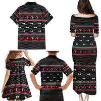 Bodybuilder Santa Christmas Family Matching Puletasi and Hawaiian Shirt with Welcome to the North Swole Quote and Dumbbell - Wonder Print Shop
