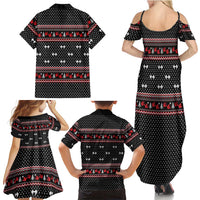 Bodybuilder Santa Christmas Family Matching Summer Maxi Dress and Hawaiian Shirt with Welcome to the North Swole Quote and Dumbbell - Wonder Print Shop