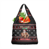 Bodybuilder Santa Christmas Grocery Bag with Welcome to the North Swole Quote and Dumbbell - Wonder Print Shop