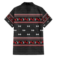 Bodybuilder Santa Christmas Hawaiian Shirt with Welcome to the North Swole Quote and Dumbbell - Wonder Print Shop