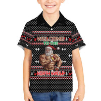 Bodybuilder Santa Christmas Hawaiian Shirt with Welcome to the North Swole Quote and Dumbbell - Wonder Print Shop