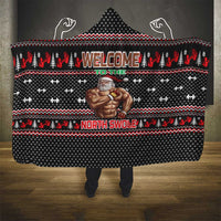 Bodybuilder Santa Christmas Hooded Blanket with Welcome to the North Swole Quote and Dumbbell - Wonder Print Shop