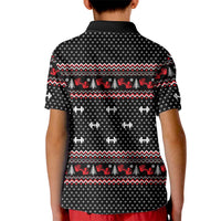 Bodybuilder Santa Christmas Kid Polo Shirt with Welcome to the North Swole Quote and Dumbbell - Wonder Print Shop