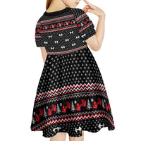 Bodybuilder Santa Christmas Kid Short Sleeve Dress with Welcome to the North Swole Quote and Dumbbell - Wonder Print Shop