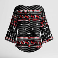 Bodybuilder Santa Christmas Kimono Sleeve Blouse with Welcome to the North Swole Quote and Dumbbell - Wonder Print Shop