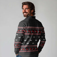 Bodybuilder Santa Christmas Long Sleeve Polo Shirt with Welcome to the North Swole Quote and Dumbbell - Wonder Print Shop