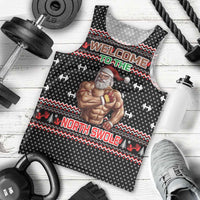 Bodybuilder Santa Christmas Men Tank Top with Welcome to the North Swole Quote and Dumbbell - Wonder Print Shop