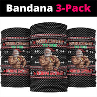 Bodybuilder Santa Christmas Neck Gaiter with Welcome to the North Swole Quote and Dumbbell - Wonder Print Shop