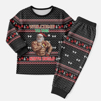 Bodybuilder Santa Christmas Pajama Set with Welcome to the North Swole Quote and Dumbbell - Wonder Print Shop