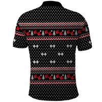 Bodybuilder Santa Christmas Polo Shirt with Welcome to the North Swole Quote and Dumbbell - Wonder Print Shop