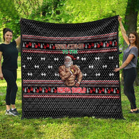 Bodybuilder Santa Christmas Quilt with Welcome to the North Swole Quote and Dumbbell - Wonder Print Shop