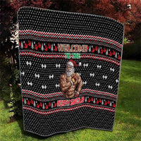Bodybuilder Santa Christmas Quilt with Welcome to the North Swole Quote and Dumbbell - Wonder Print Shop