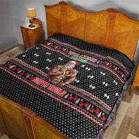 Bodybuilder Santa Christmas Quilt with Welcome to the North Swole Quote and Dumbbell - Wonder Print Shop