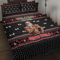 Bodybuilder Santa Christmas Quilt Bed Set with Welcome to the North Swole Quote and Dumbbell - Wonder Print Shop