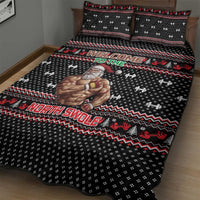 Bodybuilder Santa Christmas Quilt Bed Set with Welcome to the North Swole Quote and Dumbbell - Wonder Print Shop