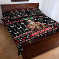 Bodybuilder Santa Christmas Quilt Bed Set with Welcome to the North Swole Quote and Dumbbell - Wonder Print Shop