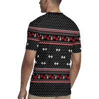 Bodybuilder Santa Christmas Rugby Jersey with Welcome to the North Swole Quote and Dumbbell - Wonder Print Shop