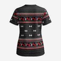 Bodybuilder Santa Christmas Scrub Top with Welcome to the North Swole Quote and Dumbbell - Wonder Print Shop