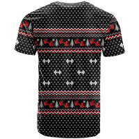 Bodybuilder Santa Christmas T Shirt with Welcome to the North Swole Quote and Dumbbell - Wonder Print Shop