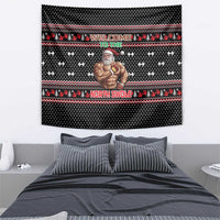 Bodybuilder Santa Christmas Tapestry with Welcome to the North Swole Quote and Dumbbell - Wonder Print Shop