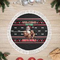 Bodybuilder Santa Christmas Tree Skirt with Welcome to the North Swole Quote and Dumbbell - Wonder Print Shop