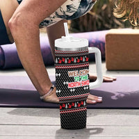 Bodybuilder Santa Christmas Tumbler With Handle with Welcome to the North Swole Quote and Dumbbell - Wonder Print Shop