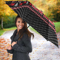 Bodybuilder Santa Christmas Umbrella with Welcome to the North Swole Quote and Dumbbell - Wonder Print Shop