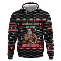 Bodybuilder Santa Christmas Zip Hoodie with Welcome to the North Swole Quote and Dumbbell - Wonder Print Shop