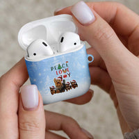 Yorkshire Terrier Dog Christmas AirPods Case with Peace Love Joy Quote and Santa Hat Puppies in Snowy Winter Scene - Wonder Print Shop