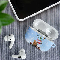 Yorkshire Terrier Dog Christmas AirPods Case with Peace Love Joy Quote and Santa Hat Puppies in Snowy Winter Scene - Wonder Print Shop