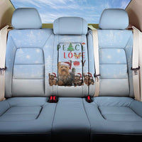 Yorkshire Terrier Dog Christmas Back Car Seat Cover with Peace Love Joy Quote and Santa Hat Puppies in Snowy Winter Scene - Wonder Print Shop