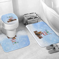 Yorkshire Terrier Dog Christmas Bathroom Set with Peace Love Joy Quote and Santa Hat Puppies in Snowy Winter Scene - Wonder Print Shop