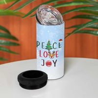 Yorkshire Terrier Dog Christmas 4 in 1 Can Cooler Tumbler with Peace Love Joy Quote and Santa Hat Puppies in Snowy Winter Scene - Wonder Print Shop