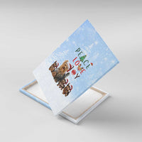 Yorkshire Terrier Dog Christmas Canvas Wall Art with Peace Love Joy Quote and Santa Hat Puppies in Snowy Winter Scene - Wonder Print Shop