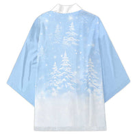 Yorkshire Terrier Dog Christmas Kimono with Peace Love Joy Quote and Santa Hat Puppies in Snowy Winter Scene - Wonder Print Shop