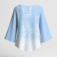 Yorkshire Terrier Dog Christmas Kimono Sleeve Blouse with Peace Love Joy Quote and Santa Hat Puppies in Snowy Winter Scene - Wonder Print Shop