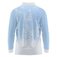 Yorkshire Terrier Dog Christmas Long Sleeve Polo Shirt with Peace Love Joy Quote and Santa Hat Puppies in Snowy Winter Scene - Wonder Print Shop