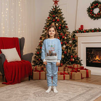 Yorkshire Terrier Dog Christmas Pajama Set with Peace Love Joy Quote and Santa Hat Puppies in Snowy Winter Scene - Wonder Print Shop